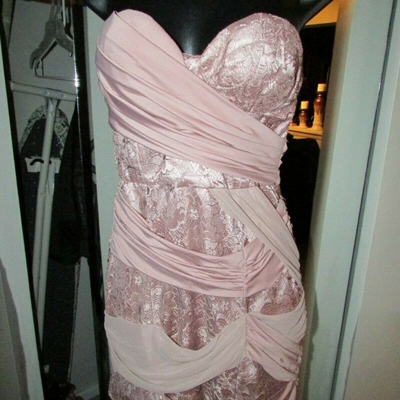 BEBE PINK LACK BANDAGE BODYCON WRAP DRESS SIZE XS - Picture 3 of 8